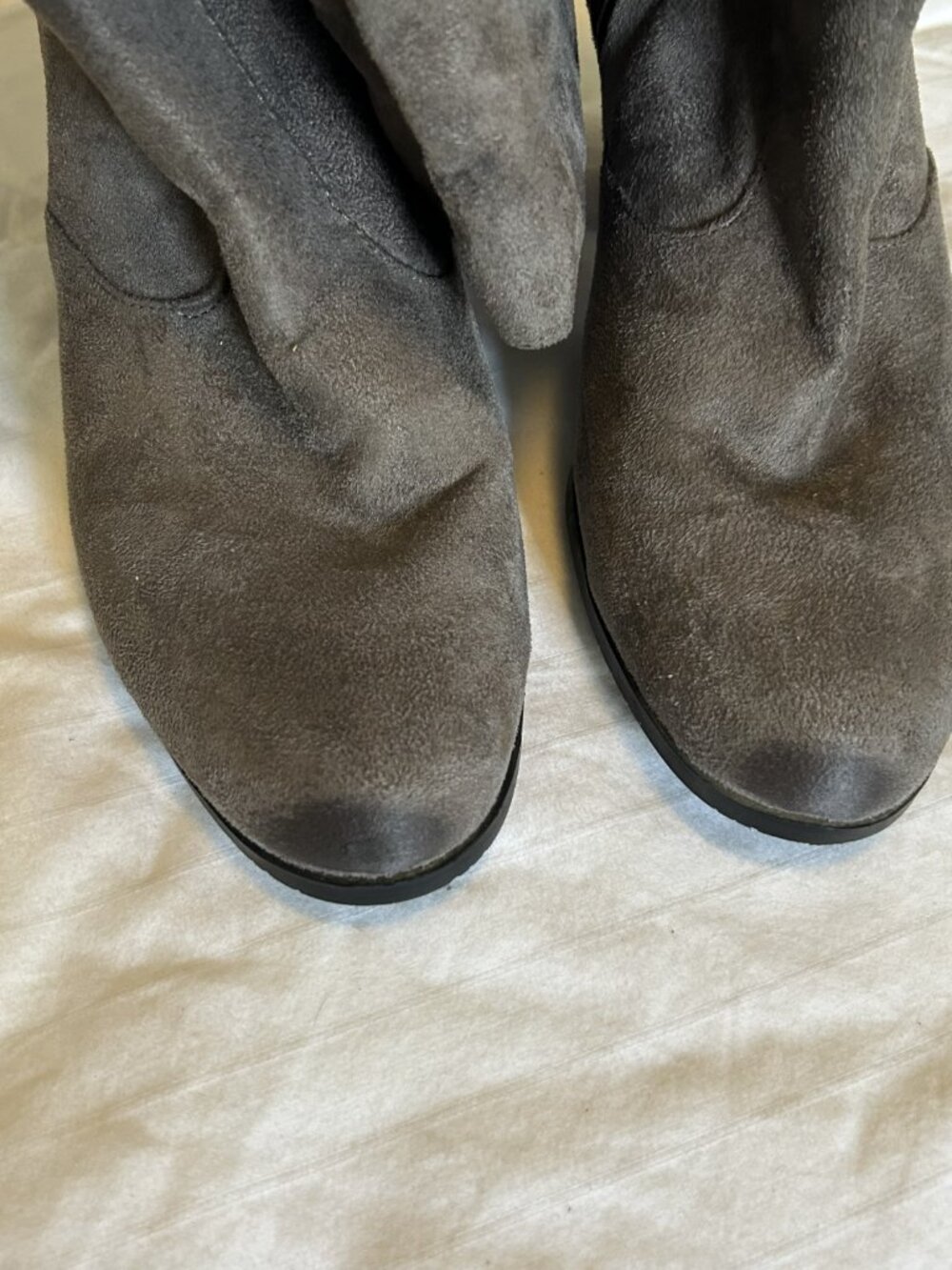 Maurices "Twiggy" Slouchy Faux Suede Heeled Boots - Gray, Size 10